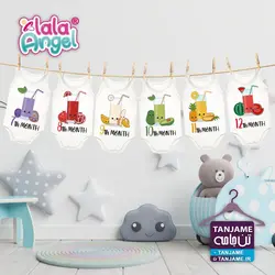 مشخصات، قیمت و خرید لباس ماهگرد نوزاد طرح آب میوه