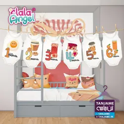 مشخصات، قیمت و خرید لباس ماهگرد نوزاد طرح صبحانه