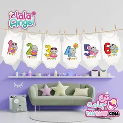 لباس ماهگرد نوزاد طرح فوک دریایی 12 عدد بادی نوزاد ماهگرد