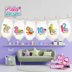 لباس ماهگرد نوزاد طرح فوک دریایی 12 عدد بادی نوزاد ماهگرد