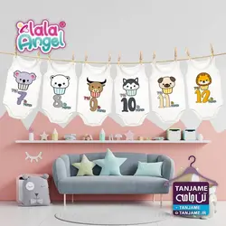 لباس ماهگرد نوزاد طرح کاپ کیک &ndash; فروشگاه ماهگرد نوزاد | روتختی نوزاد | تن جامه &ndash; خرید