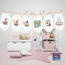 مشخصات، قیمت و خرید لباس ماهگرد نوزاد طرح کوتوله ها