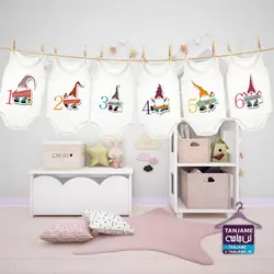 مشخصات، قیمت و خرید لباس ماهگرد نوزاد طرح کوتوله ها