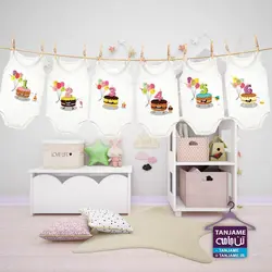 مشخصات، قیمت و خرید لباس ماهگرد نوزاد طرح کیک تولد