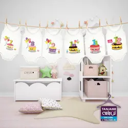 مشخصات، قیمت و خرید لباس ماهگرد نوزاد طرح کیک تولد