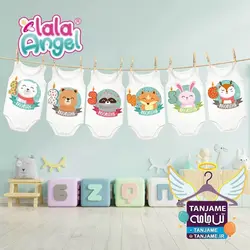 لباس ماهگرد نوزاد طرح حیوانات عدد شمعی 12 عدد بادی نوزاد ماهگرد