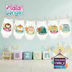 لباس ماهگرد نوزاد طرح حیوانات عدد شمعی 12 عدد بادی نوزاد ماهگرد