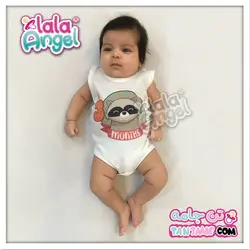 لباس ماهگرد نوزاد طرح حیوانات عدد شمعی 12 عدد بادی نوزاد ماهگرد