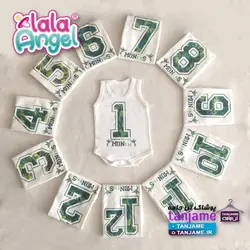 مشخصات، قیمت و خرید لباس ماهگرد نوزاد طرح اعداد استوایی