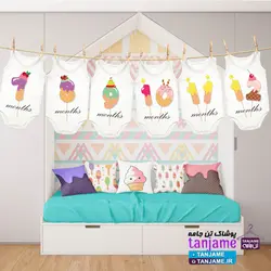 مشخصات، قیمت و خرید لباس ماهگرد نوزاد طرح بستنی