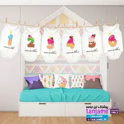 مشخصات، قیمت و خرید لباس ماهگرد نوزاد طرح بستنی