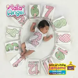 لباس ماهگرد نوزاد طرح اعداد گل گلی &ndash; فروشگاه ماهگرد نوزاد | روتختی نوزاد | تن جامه &ndash; خرید