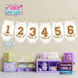 لباس ماهگرد نوزاد طرح پلنگی &ndash; فروشگاه ماهگرد نوزاد | روتختی نوزاد | تن جامه &ndash; خرید