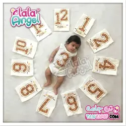 لباس ماهگرد نوزاد طرح پلنگی &ndash; فروشگاه ماهگرد نوزاد | روتختی نوزاد | تن جامه &ndash; خرید