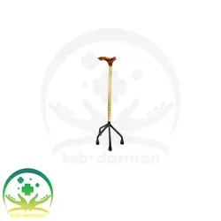 عصای چهارپایه آلومینیومی دسته چوبی ایبکا