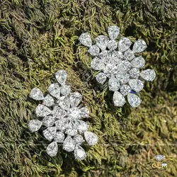 گوشواره لوکس با الماس های تراش اشک و گرد کد 1615