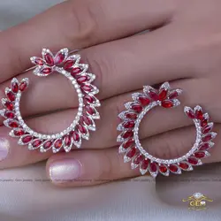 گوشواره سونچای هالو با برلیان درجه یک سفید کد 1710