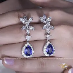 گوشواره سلطنتی جواهر یاقوت کبود کد 1684