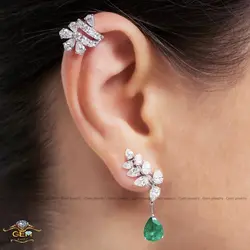 گوشواره لوکس از زمرد کلمبیا کد 1614