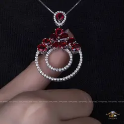 نیم ست سونچیای رد و برلیان وایت کد 1663