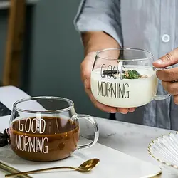 لیوان پیرکس طرح GOOD MORNING کوتاه