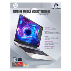 لپ تاپ HP Zhan 99 Workstation G3 2021 Ryzen 7-5800H, 8GB RAM, 512GB SSD, 4GB Nvidia Graphic, FHD