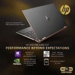 لپ تاپ HP Spectre X360 15 2020 Core i7-10750H, 16GB RAM, 1TB SSD, 4GB GTX Graphic, 4K, Touch