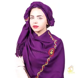 شال سوزن دوزی پلیوار مدل بته جقّه