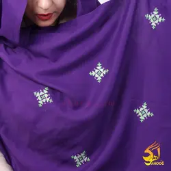 شال سوزن دوزی پلیوار مدل گل آتون