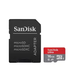 کارت حافظه microSDHC سن دیسک مدل Ultra A1 همراه با آداپتور ظرفیت 16 گیگابایت