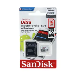 کارت حافظه microSDHC سن دیسک مدل Ultra A1 همراه با آداپتور ظرفیت 16 گیگابایت