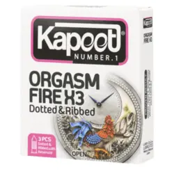 کاندوم خاردار و شیاردار کاپوت مدل Orgasm Fire X3 بسته 3 عددی