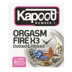 کاندوم خاردار و شیاردار کاپوت مدل Orgasm Fire X3 بسته 3 عددی