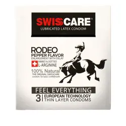 کاندوم سوئیس کر مدل Rodeo Pepper Flavor بسته 3 عددی