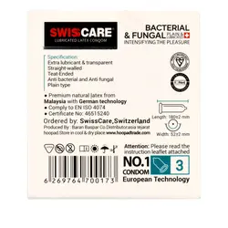 کاندوم ضد قارچ سوئیس کر مدل Anti Bacterial &amp; Fungal بسته 3 عددی