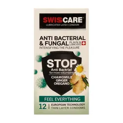 کاندوم سوئیس کر مدل Anti Bactrial And Fungal بسته 12 عددی
