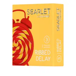 کاندوم تاخیری شیاردار اسکارلت مدل Ribbed Delay بسته 3 عددی