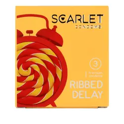 کاندوم تاخیری شیاردار اسکارلت مدل Ribbed Delay بسته 3 عددی