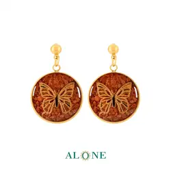 گوشواره گرد دلربا آجری پروانه (طرح 2)