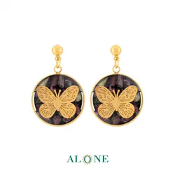 گوشواره گرد تورمالین پروانه | الون - فروشگاه زیورآلات و اکسسوری