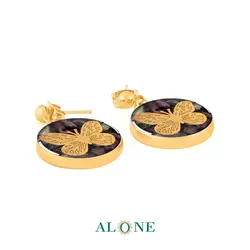 گوشواره گرد تورمالین پروانه | الون - فروشگاه زیورآلات و اکسسوری