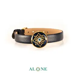 بند مچ چرم سرمه ای با پلاک ترنم | الون - فروشگاه زیورآلات و اکسسوری