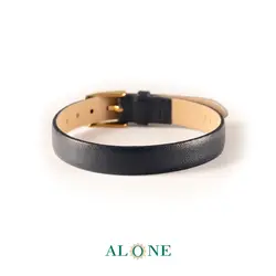 بند مچ چرم سرمه ای با پلاک ترنم | الون - فروشگاه زیورآلات و اکسسوری