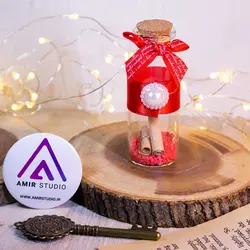 شیشه عشق طرح 1 | با برگه کرافت با حلقه طلایی | استودیو امیر