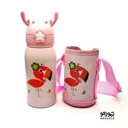 قمقمه فلاسکی دو کاره کاوردار 500ml (طرح فلامینگو)