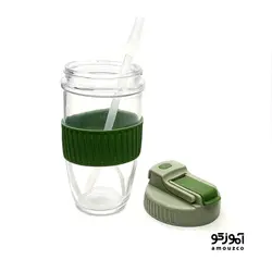تراول ماگ شیشه ای نی دار مدل 4806