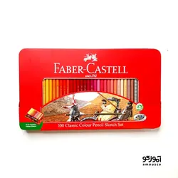 مدادرنگی کلاسیک 100 رنگ جعبه فلزی فابرکاستل