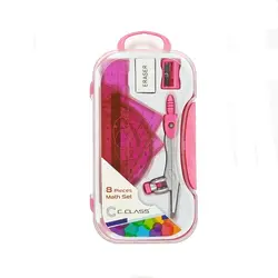 ست سی کلاس پرگار+گونیا+نقاله خط کش+پاکن +تراش