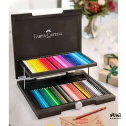 مدادرنگی پلی کروموس 72 رنگ جعبه چوبی دو طبقه فابرکاستل
