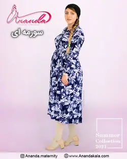 مانتو پیراهن بارداری طرح دار نخی گلرخ